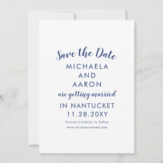 Floral Anchor Navy Nautical Save the Date Kaart (Achterkant)