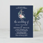 Floral Anchor | Navy Summer The Wedding of Kaart (Staand voorkant)