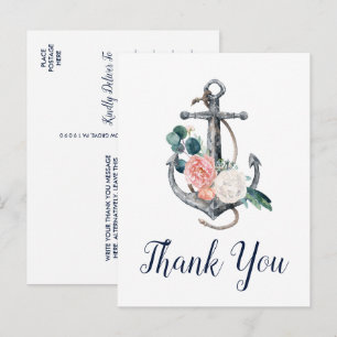 Floral Anchor   Summer Bedankt Briefkaart