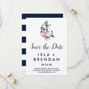 Floral Anchor   Summer Save the Date Kaart