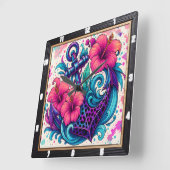 Floral Anchor Tropical Vibes Vierkante Klok (Hoek)