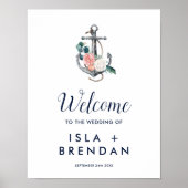 Floral Anchor | WelkomstPoster zomerweddenschap Poster (Voorkant)