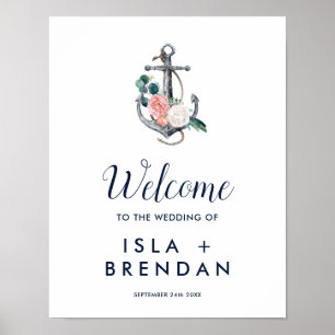 Floral Anchor   WelkomstPoster zomerweddenschap Poster
