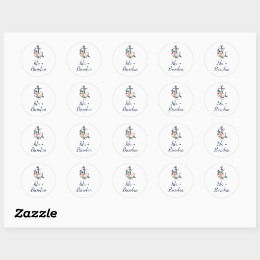 Floral Anchor | Zitplaatsen voor zomerweddenschapp Ronde Sticker (Vel)