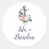 Floral Anchor | Zitplaatsen voor zomerweddenschapp Ronde Sticker (Voorkant)