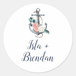 Floral Anchor | Zitplaatsen voor zomerweddenschapp Ronde Sticker