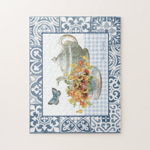 Floral and Blue Butterfly Tea Party Puzzle Legpuzzel