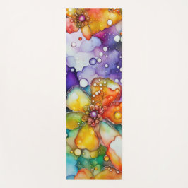 Floral and Bubbles Alcohol Ink Abstract Yogamat