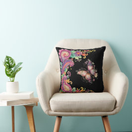 Floral and Butterfly Paisley Kussen