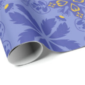 floral and geometric pattern in gold and blue  cadeaupapier (Rol Hoek)
