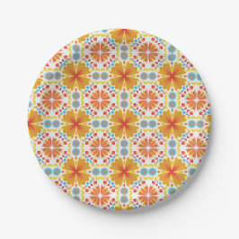 floral and geometric pattern in shades of orange papieren bordje