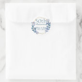 Floral and Gold 50th Wedding Jubileum Ronde Sticker (Tas)