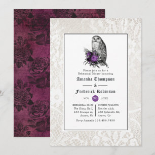 Floral and Lace Gothic Wedding Rehearsal Dinner Kaart