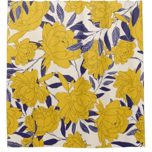 floral and leaf seamless pattern douchegordijn (Voorkant)