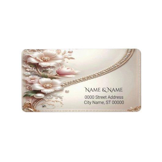 Floral and Pearl Embellishments Address Label (Voorkant)