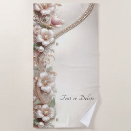 Floral and Pearl Embellishments Beach Towel Strandlaken