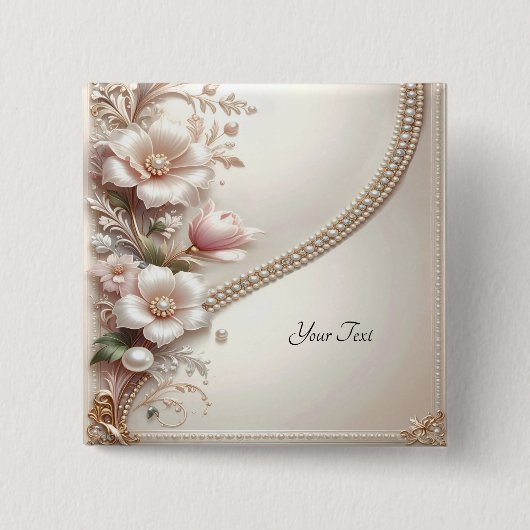 Floral and Pearl Embellishments Button (Voorkant)