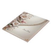 Floral and Pearl Embellishments Ceramic Tile Tegeltje (Zijkant)