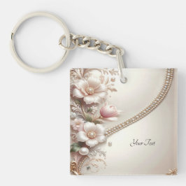 Floral and Pearl Embellishments Keychain