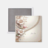 Floral and Pearl Embellishments Magnet (Voorkant / Achterkant)
