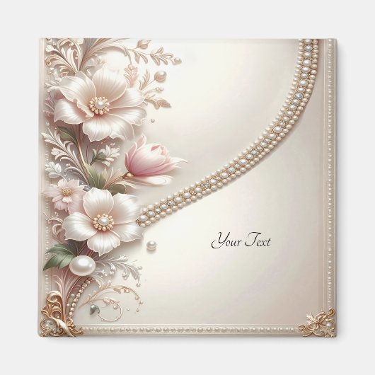 Floral and Pearl Embellishments Magnet (Voorkant)