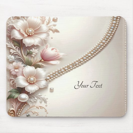 Floral and Pearl Embellishments Mousepad Muismat (Voorkant)