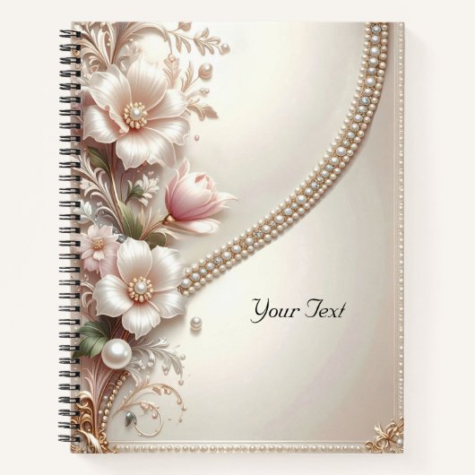 Floral and Pearl Embellishments Notebook Notitieboek (Voorkant)
