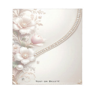 Floral and Pearl Embellishments Notepad Notitieblok