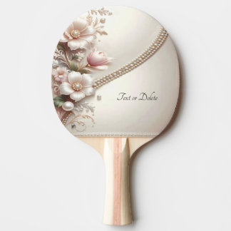 Floral and Pearl Embellishments Ping Pong Paddle Tafeltennisbatje