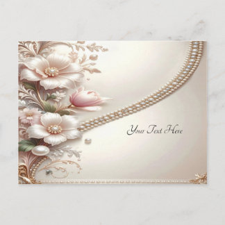 Floral and Pearl Embellishments Postcard Briefkaart