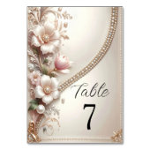 Floral and Pearl Embellishments Table Number Kaart (Achterkant)