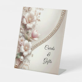 Floral and Pearl Embellishments Tabletop Signs Reclamebord Met Voetstuk