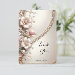 Floral and Pearl Embellishments Thank You Card Bedankkaart