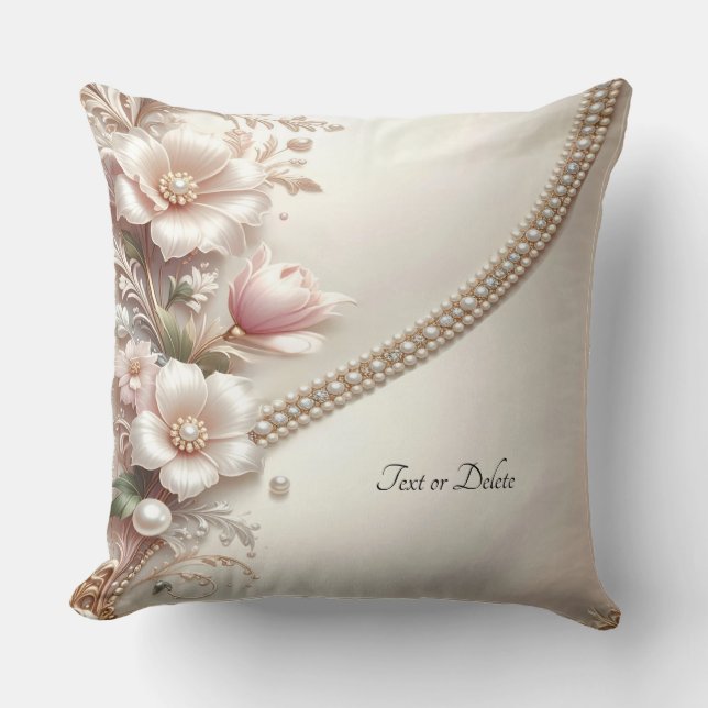 Floral and Pearl Embellishments Throw Pillow Kussen (Voorkant)