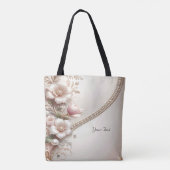 Floral and Pearl Embellishments Tote Bag (Achterkant)