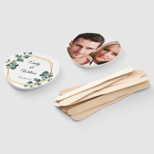 Floral and Photo Wedding Hand Fan Handwaaier (Niet-gemonteerd)