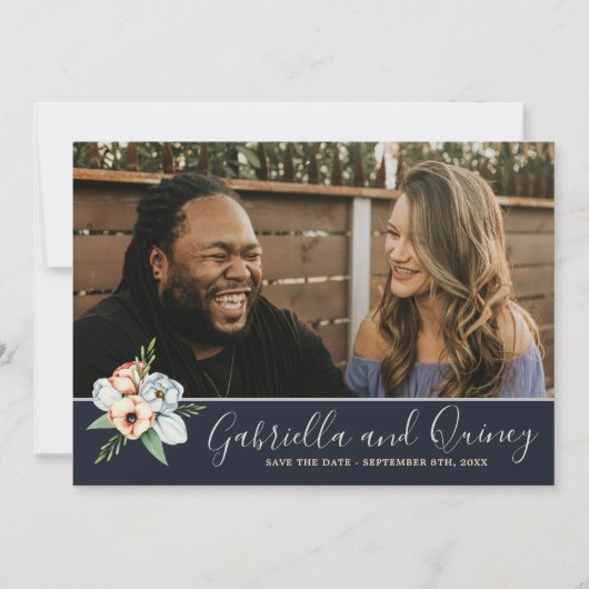 Floral Anemone Greenery redt de datum Save The Date (Voorkant)