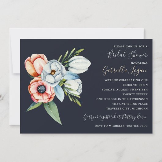 Floral Anemone Greenery Vrijgezellenfeest Kaart (Voorkant)