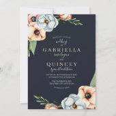 Floral Anemone Greenery Wreath Wedding Kaart (Voorkant)