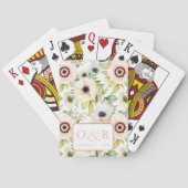 Floral Anemone Monogram Bruiloft spel Pokerkaarten (Achterkant)