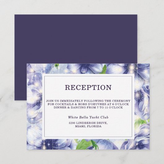 Floral Anemone Paars Weddenschap Kaart (Voorkant / Achterkant)