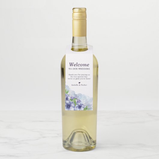Floral Anemone Paars Weddenschap Welkom Flessenhanger (Op fles)