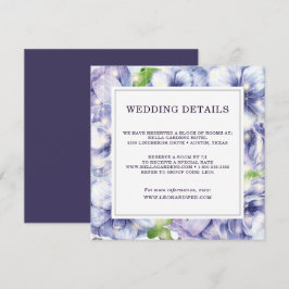 Floral Anemone Paars Wedding Details Kaart