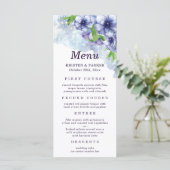 Floral Anemone Paars Wedding Menu (Staand voorkant)