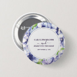 Floral Anemone Paars Wedding Persoonlijk Ronde Button 5,7 Cm