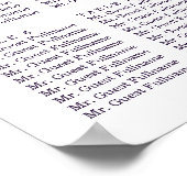 Floral Anemone Paars Wedding | Zitkaarten Poster (Hoek)