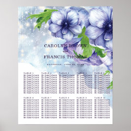 Floral Anemone Paars Wedding | Zitkaarten Poster