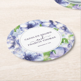 Floral Anemone Wedding Luxury Personalized Ronde Kartonnen Onderzetter