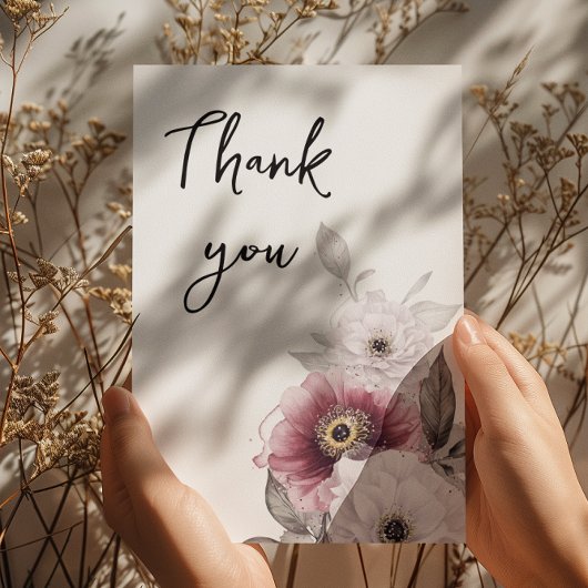 Floral Anemones Baby Shower Bedankkaart