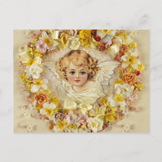 Floral Angel in een hart Briefkaart (Voorkant)